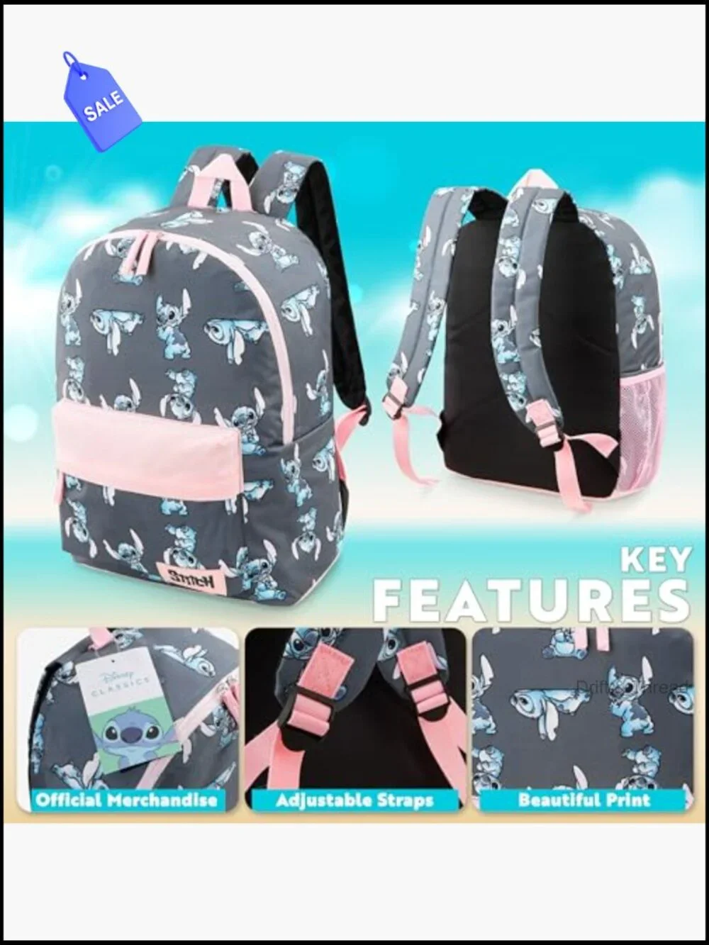 Stitch Backpack for Girls School Bag Kids Bookbag with Padded Straps